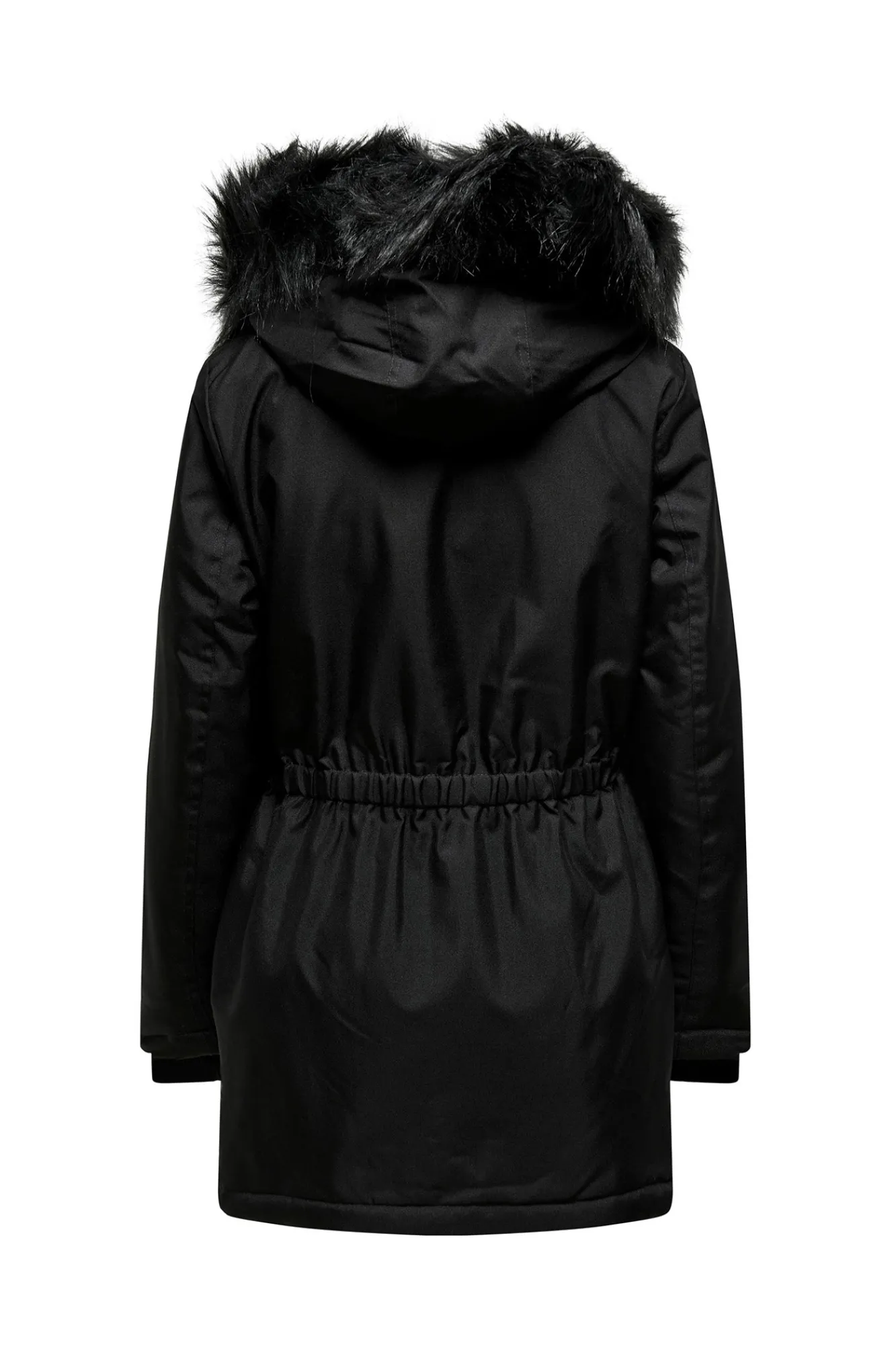 Only Abrigo Con Capucha De Pelo Negro Outlet