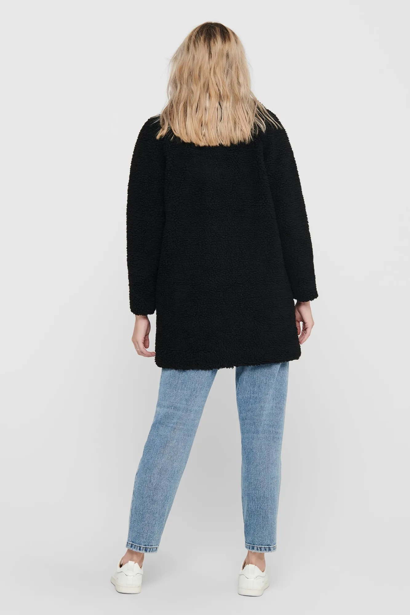 Only Abrigo De Borrego Botones Negro Clearance
