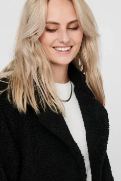 Only Abrigo De Borrego Botones Negro Clearance