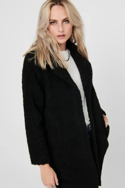 Only Abrigo De Borrego Botones Negro Clearance