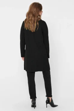Only Abrigo De Mujer Con Cuello De Solapa Y Botones Negro Online