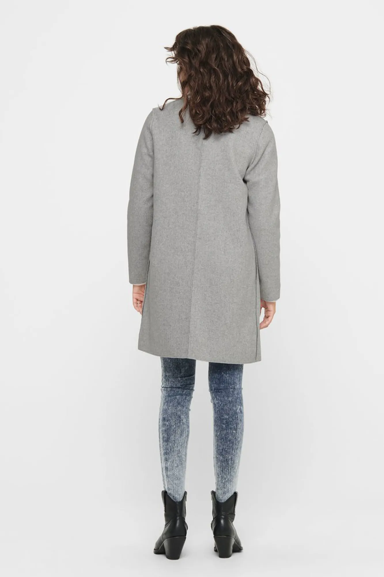 Only Abrigo Recto Gris Medio New