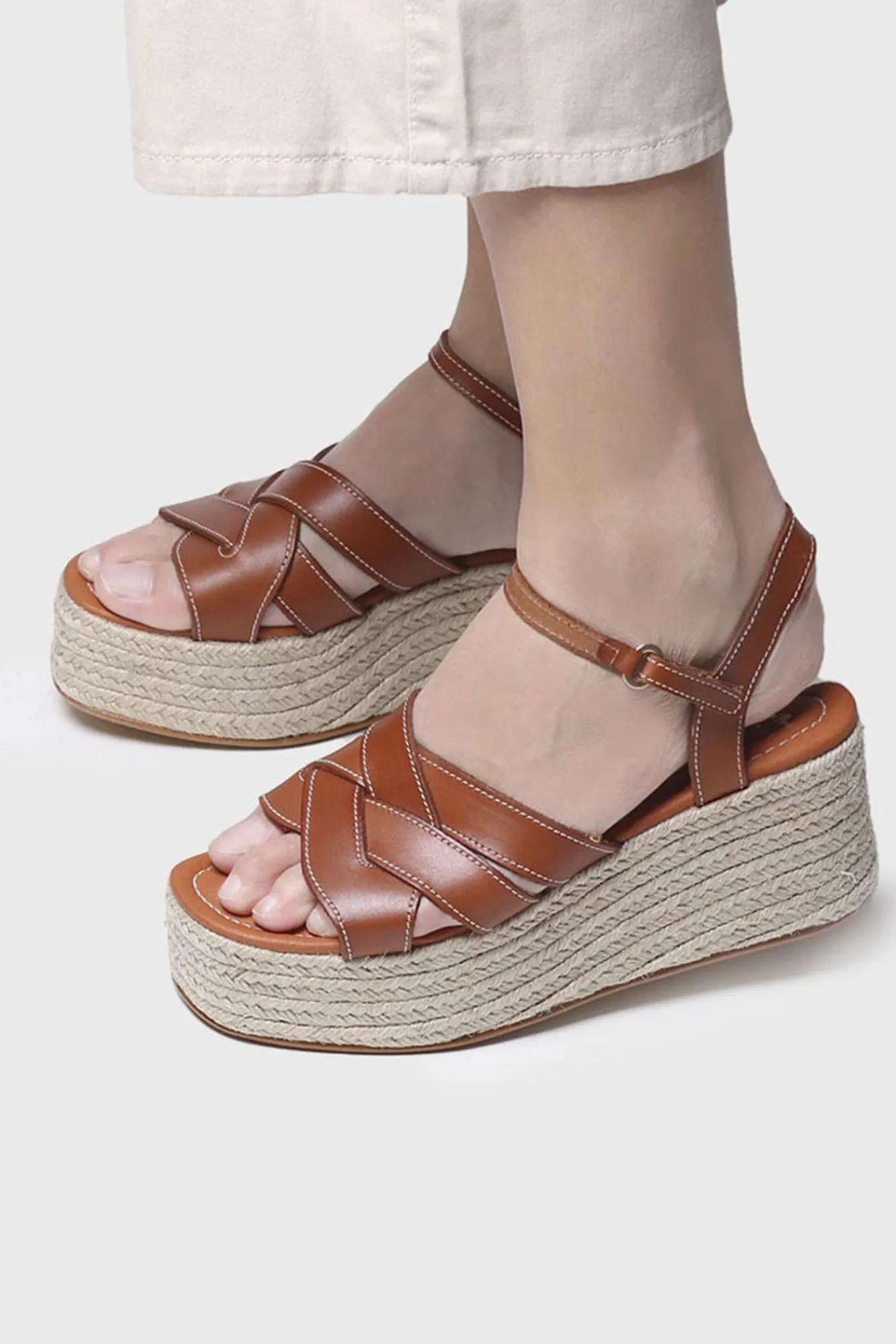 Toni Pons Alpargata De Piel - Cristina Marron Claro Outlet