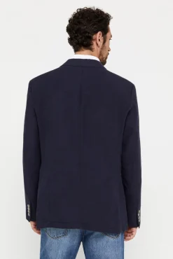 Cortefiel Americana De Lino Azul Marino Clearance
