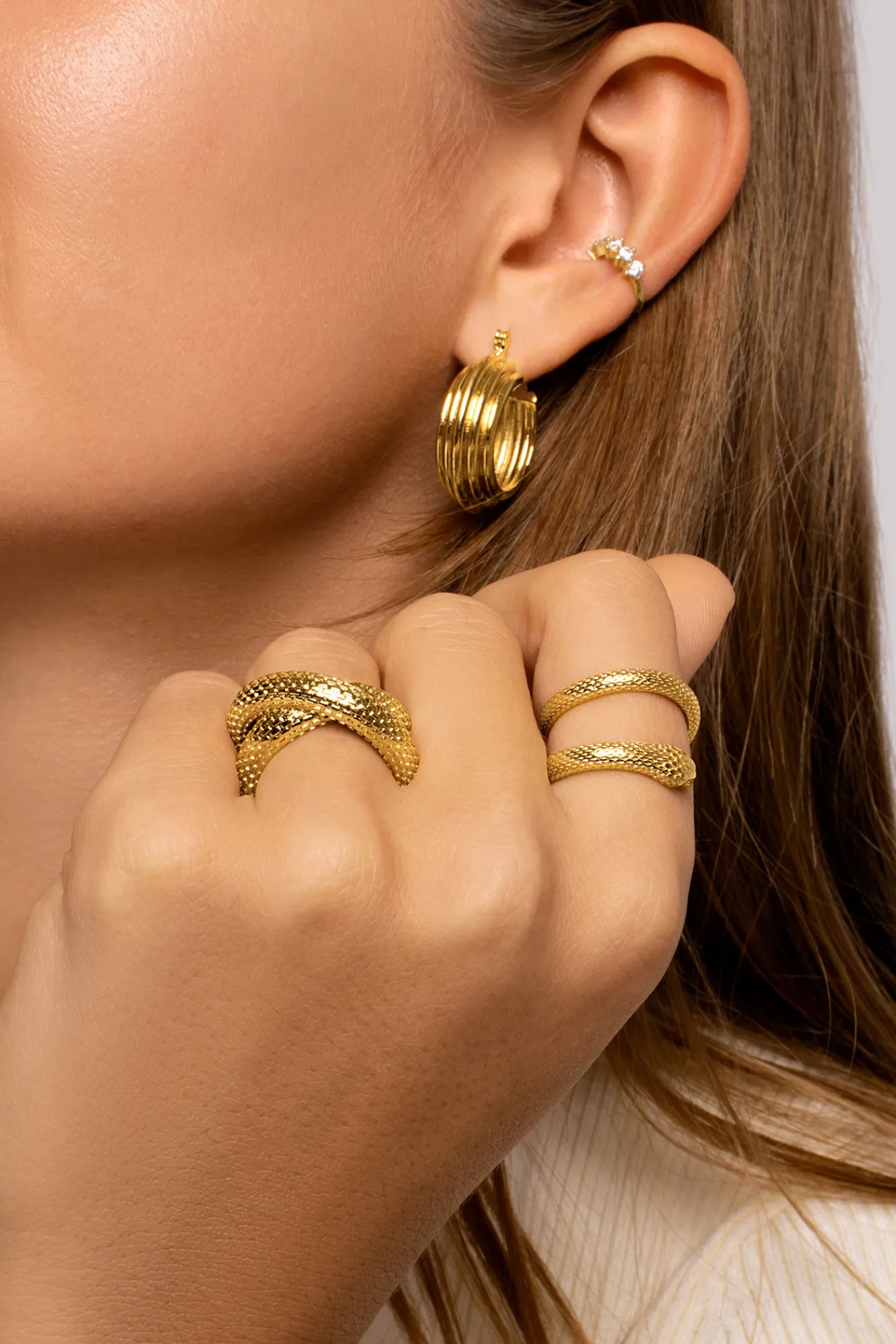 Singularu Anillo Rope Cross Oro Amarillo New