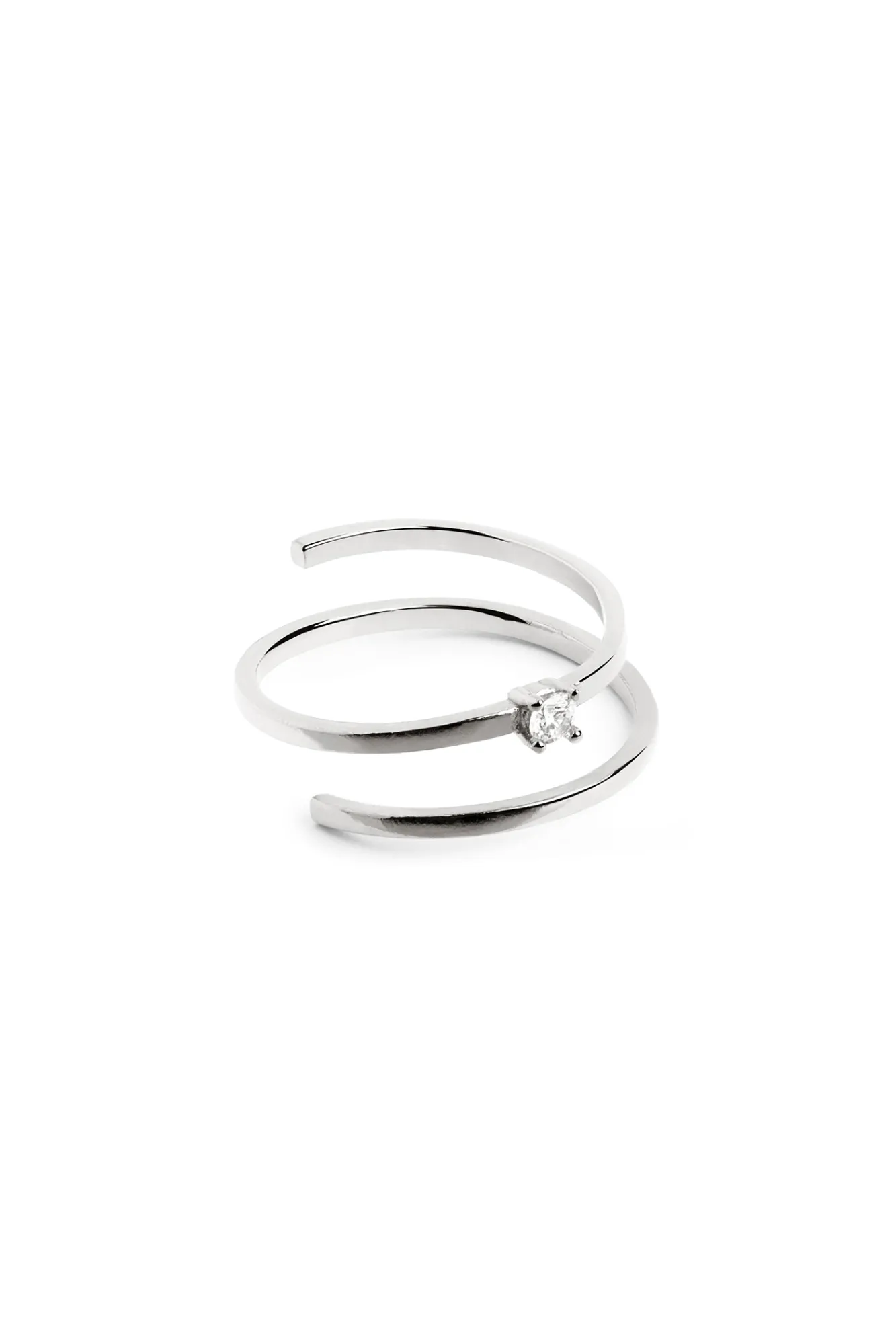 Singularu Anillo Spiral Spark Plata Gris New