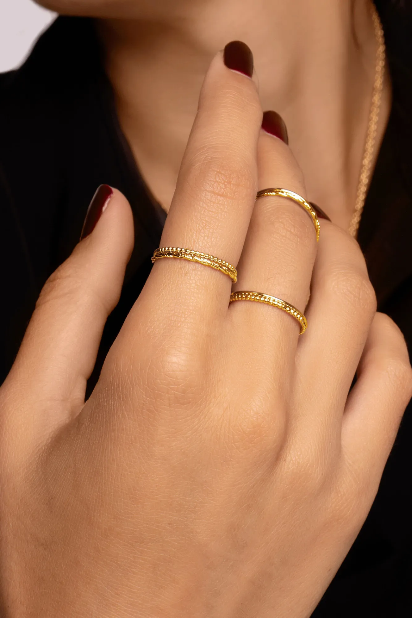 Singularu Anillo Triple Cross Oro Amarillo New