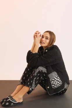 Women'secret Bata Media Negra Borreguito Negro Online