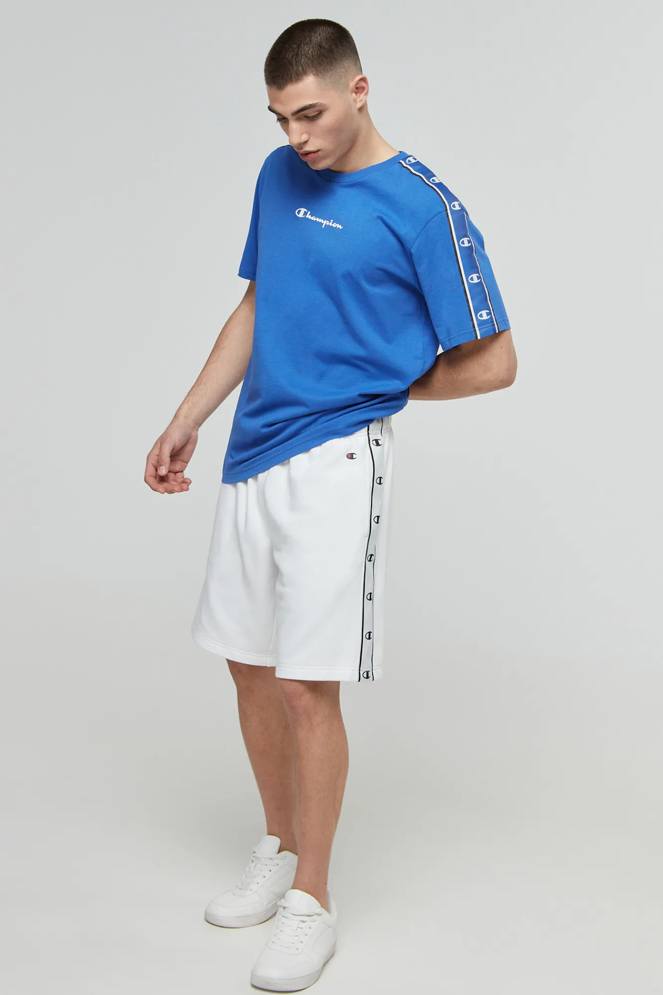 Champion Bermudas De Algodon Y Cinta Con Logotipo Blanco New