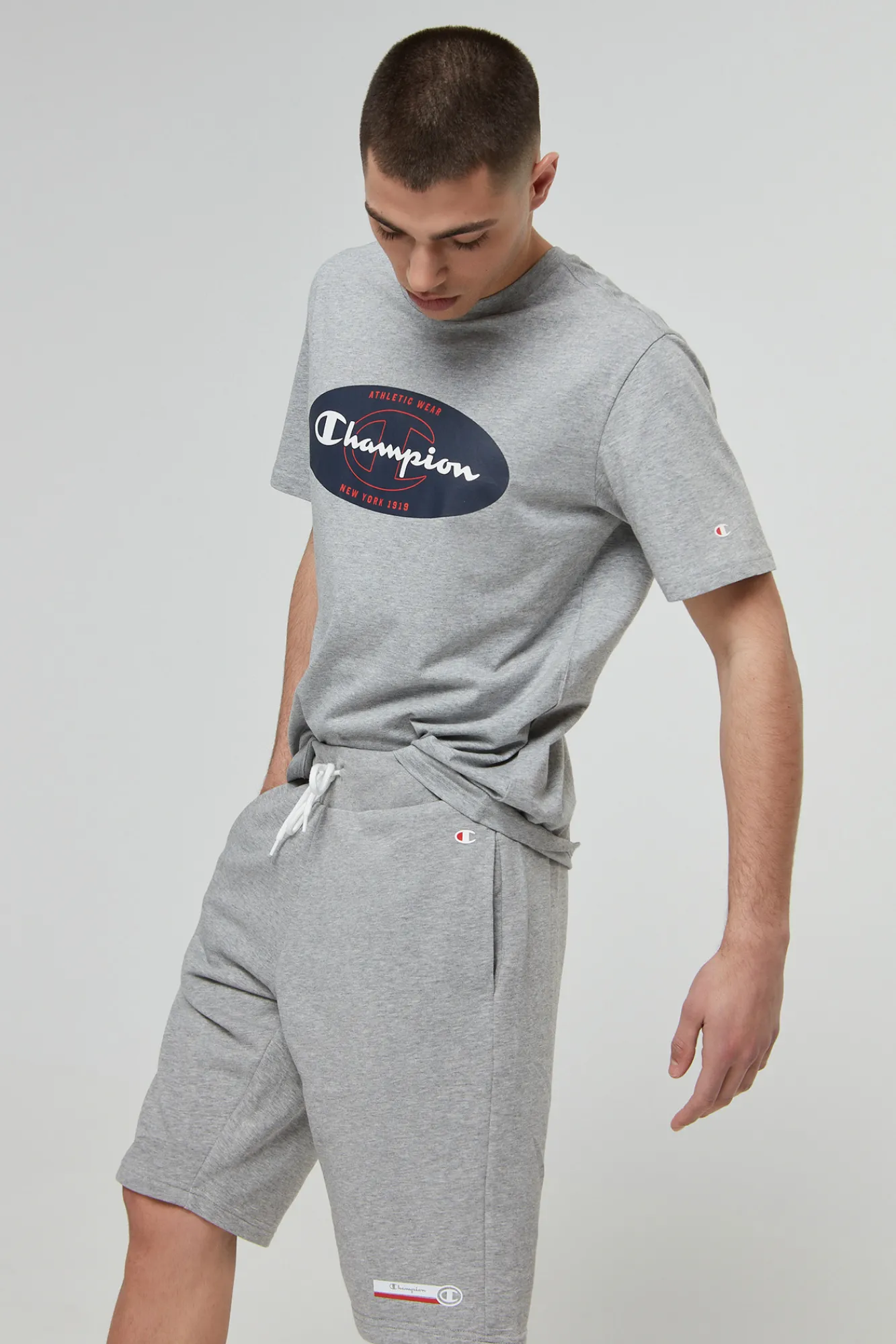 Champion Bermudas De Algodon Y Cinta Con Logotipo Gris Medio Best