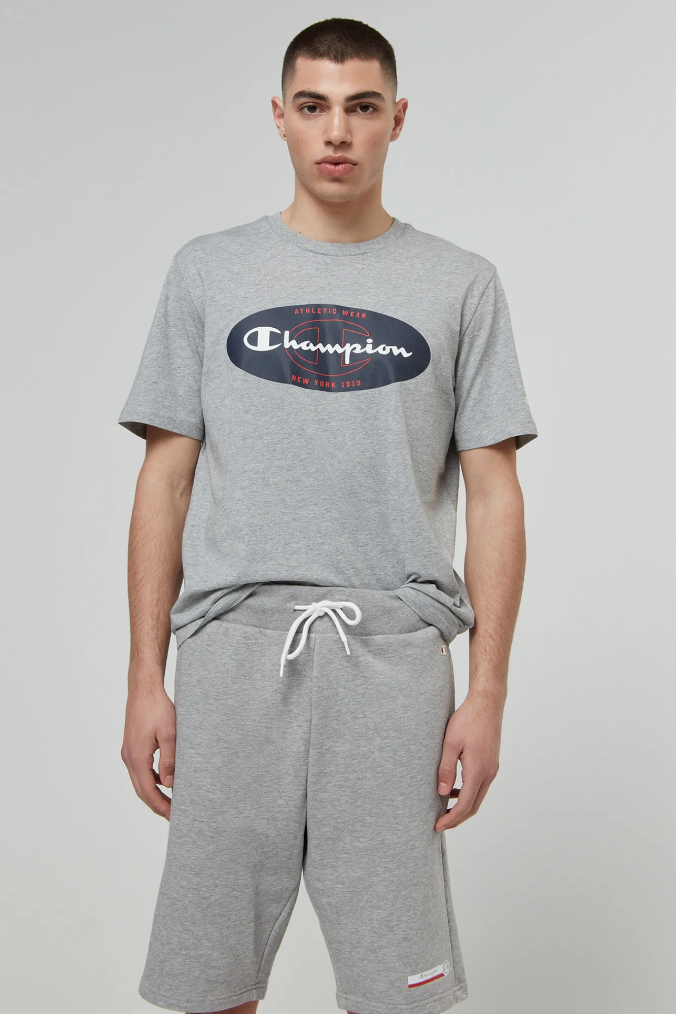 Champion Bermudas De Algodon Y Cinta Con Logotipo Gris Medio Best