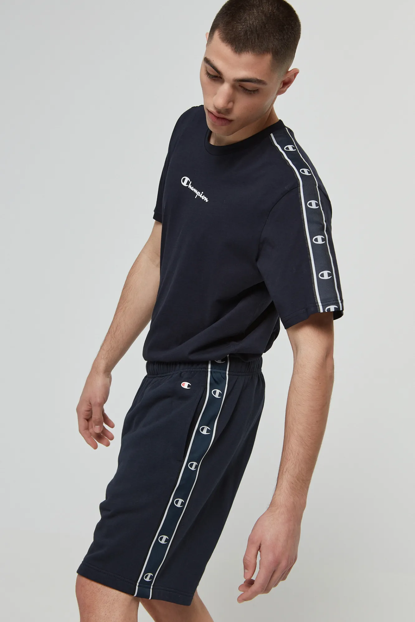 Champion Bermudas De Algodon Y Cinta Con Logotipo Negro Hot
