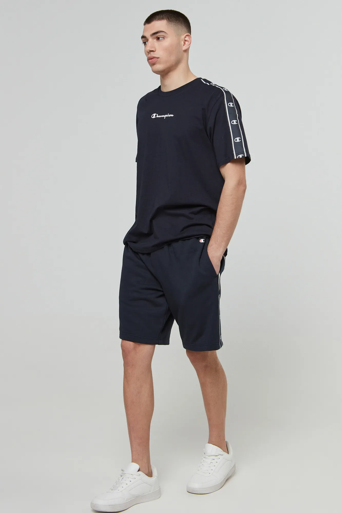 Champion Bermudas De Algodon Y Cinta Con Logotipo Negro Hot