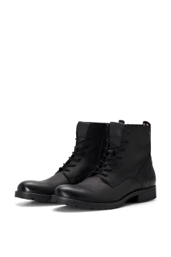 Jack & Jones Botas Moteras De Piel De Vaca Negro Best