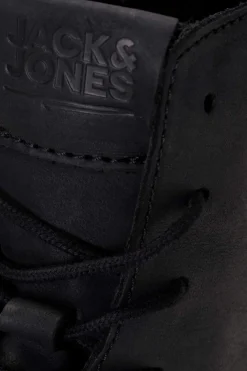Jack & Jones Botas Moteras De Piel De Vaca Negro Best