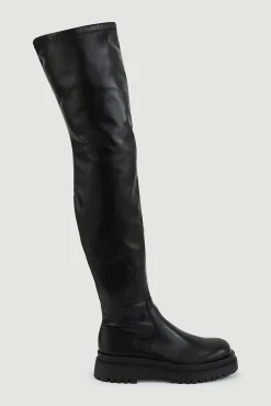 Pimkie Botas Polipiel Mosqueteras Flexibles Con Suela Dentada Negro Discount