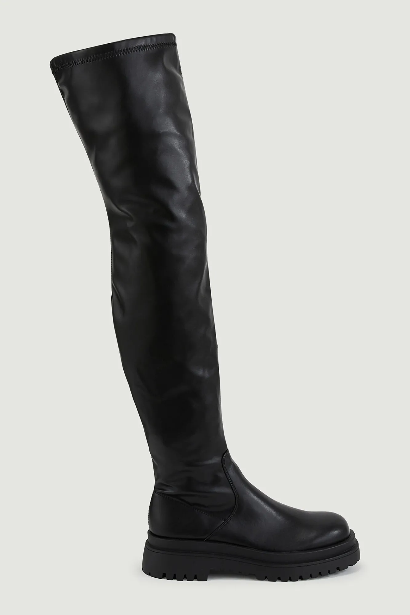 Pimkie Botas Polipiel Mosqueteras Flexibles Con Suela Dentada Negro Discount