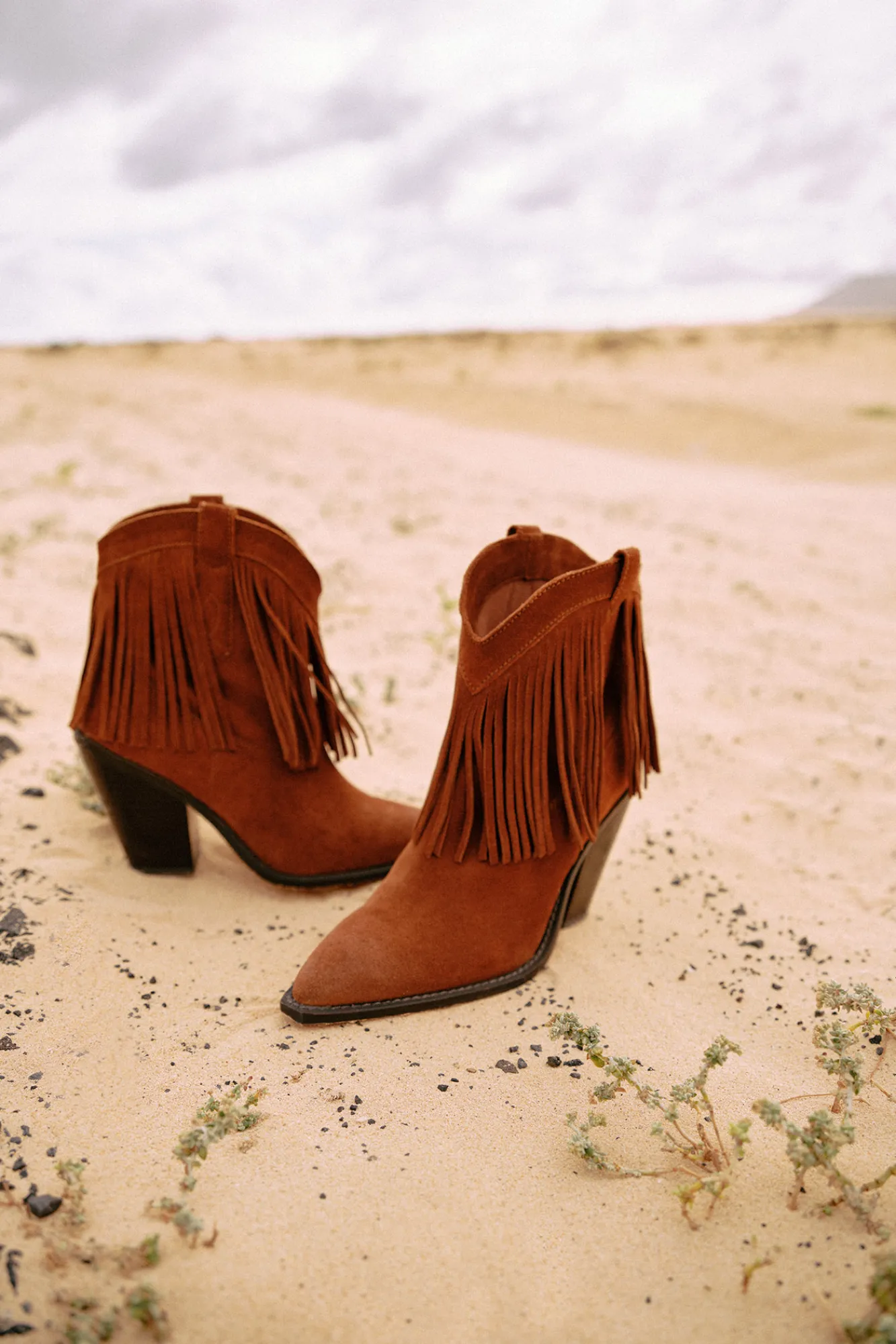 Slowlove Botin Cowboy Flecos Marron Oscuro New