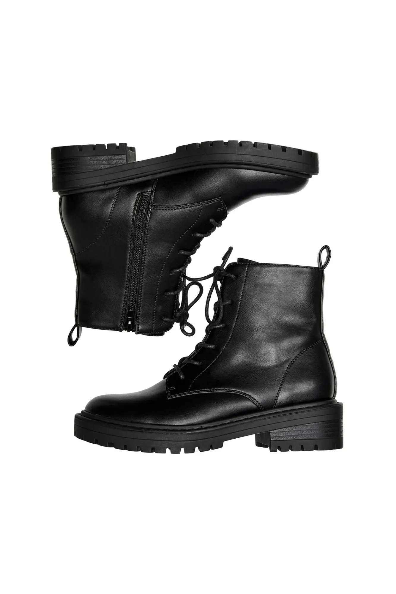Only Botin Polipiel Con Cordones Negro Sale