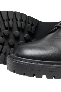 Only Botin Polipiel Con Cordones Negro Sale