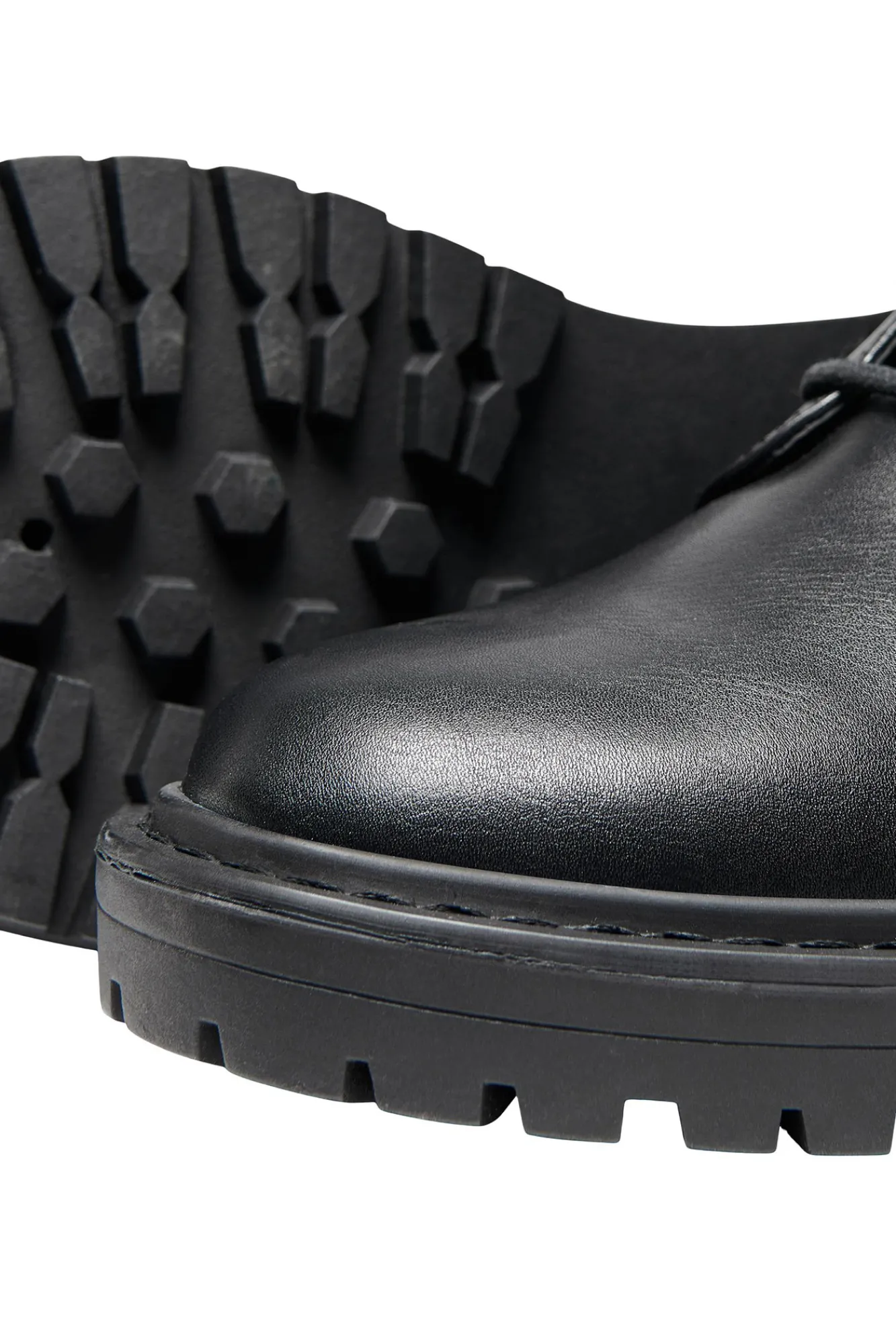 Only Botin Polipiel Con Cordones Negro Sale