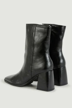 Pimkie Botines De Tacon Punta Cuadrada Polipiel Negro Best