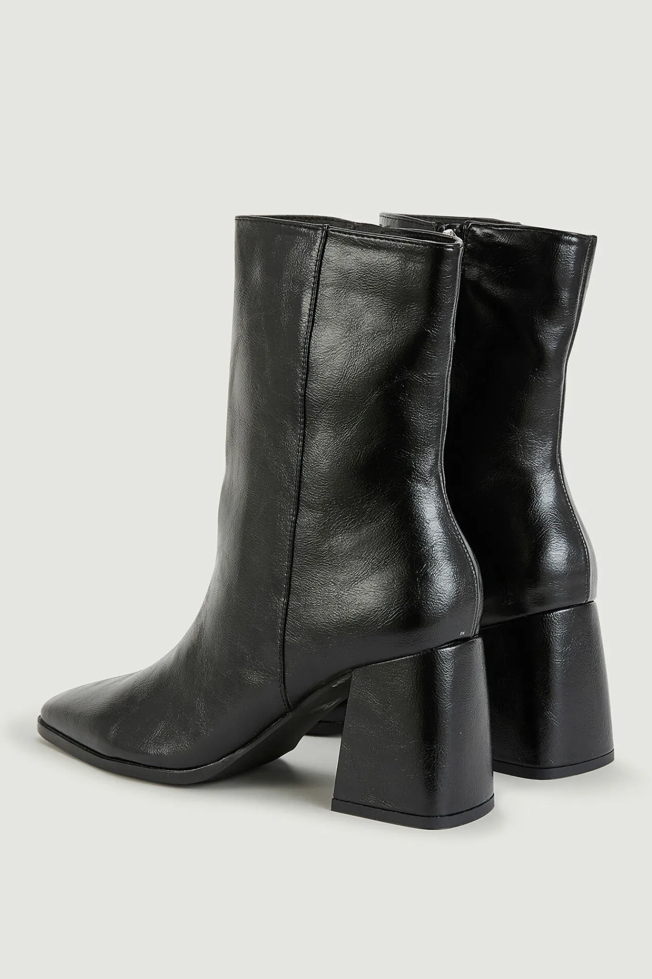 Pimkie Botines De Tacon Punta Cuadrada Polipiel Negro Best