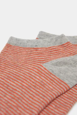 * Calcetin Tobillero Micro Raya Naranja Sale