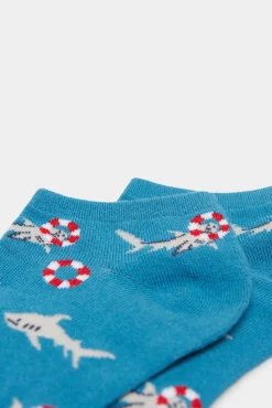 * Calcetin Tobillero Tiburones Azul Discount