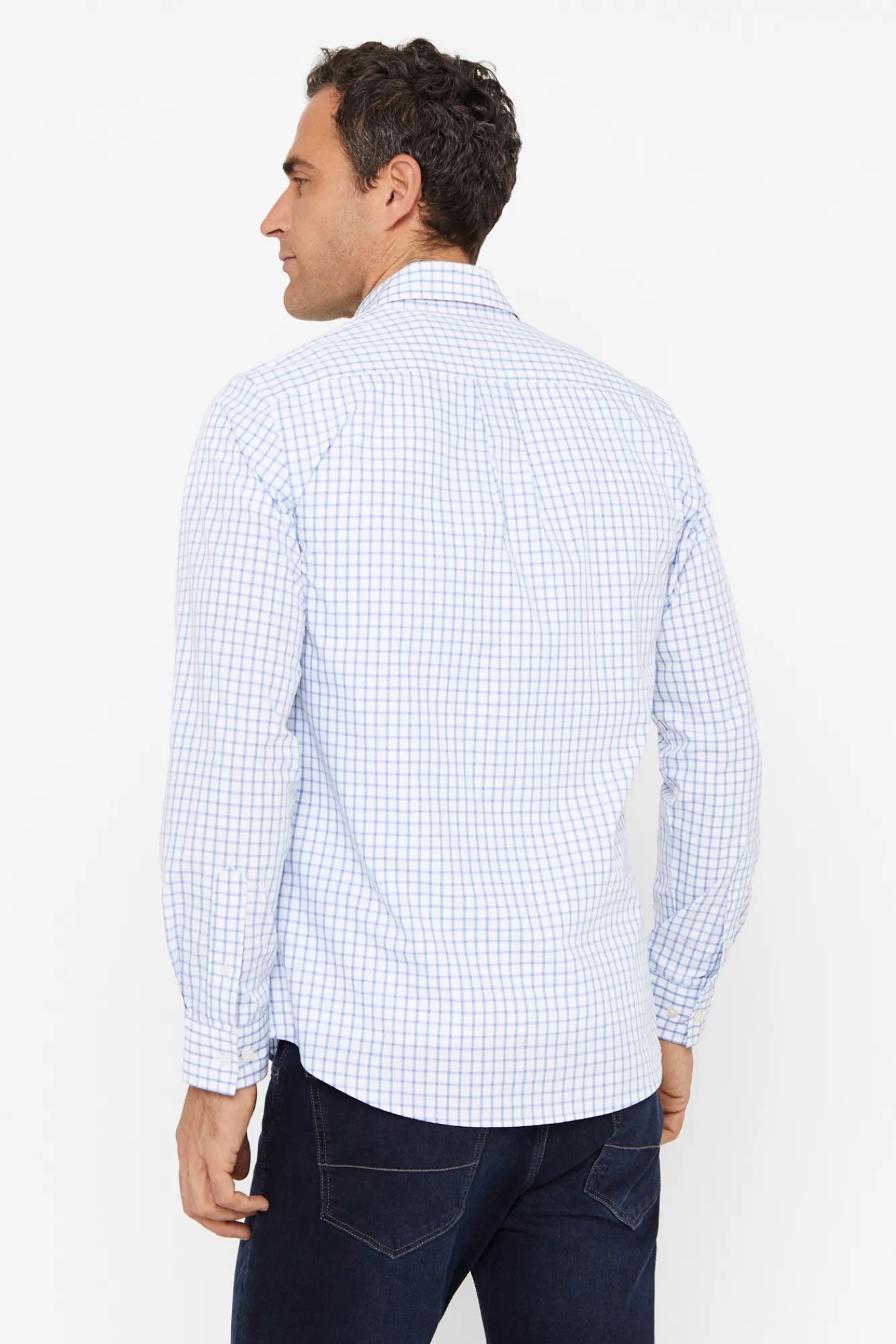 Cortefiel Camisa Cuadros Coolmax Azul Clearance