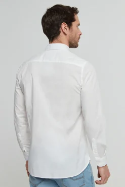 Pepe Jeans Camisa De Algodon Unicolor Slim Fit. Blanco New
