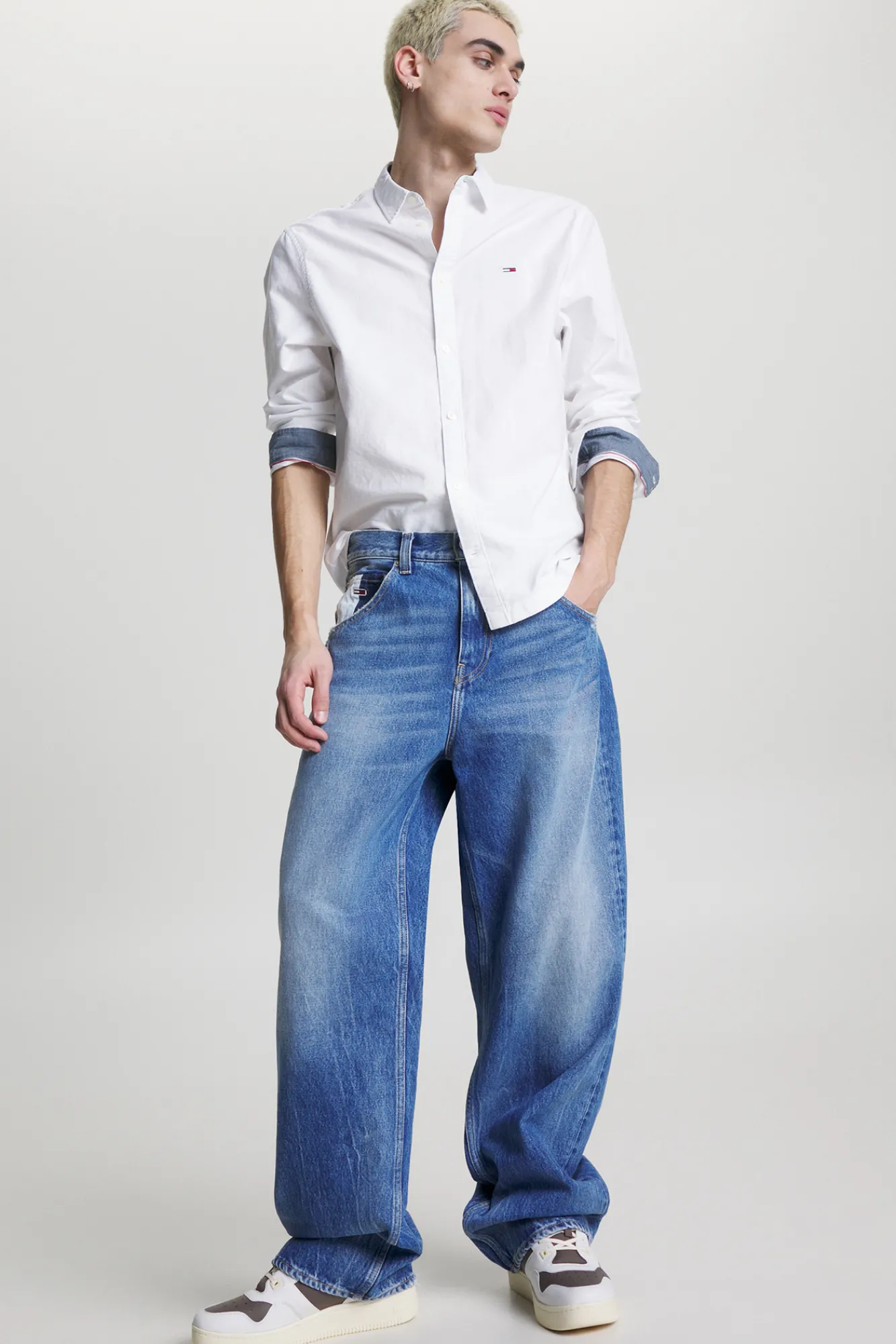 Tommy Jeans Camisa De Hombre De Manga Larga . Blanco