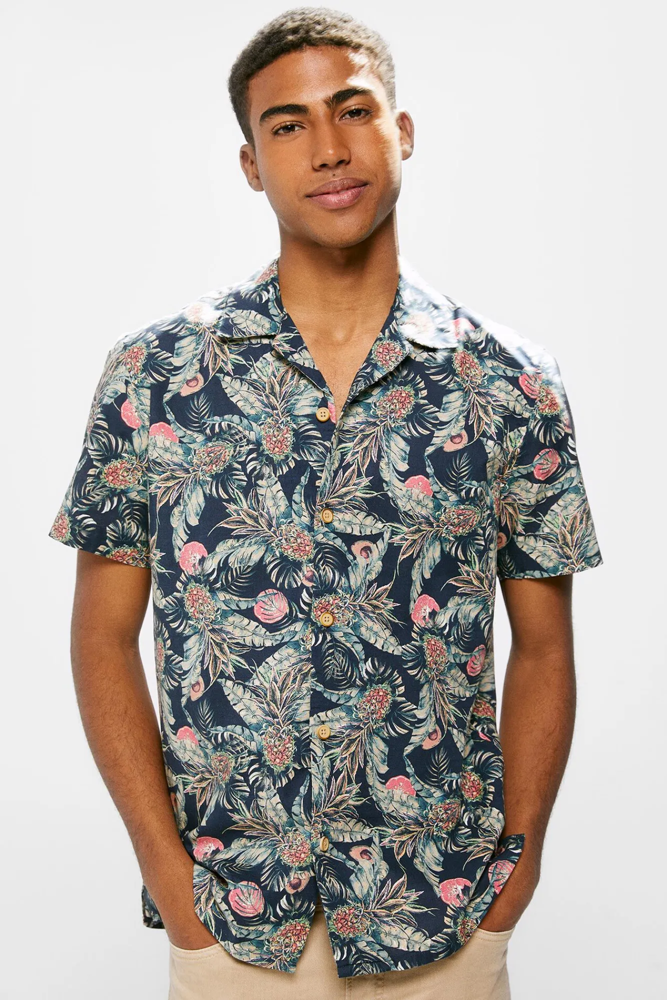 * Camisa Estampada Azul Oscuro Online