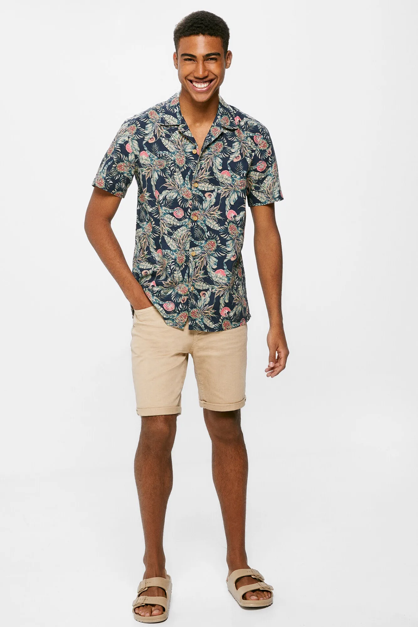 * Camisa Estampada Azul Oscuro Online