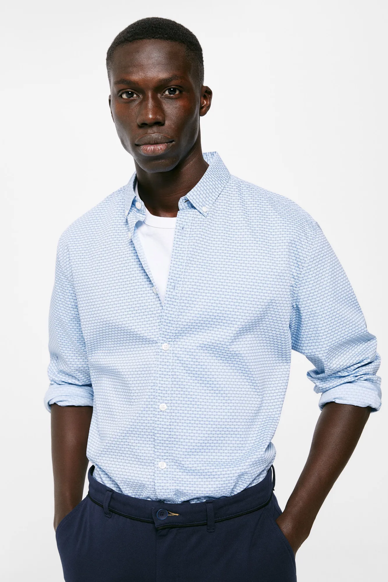 * Camisa Estampada Azul Medio Hot