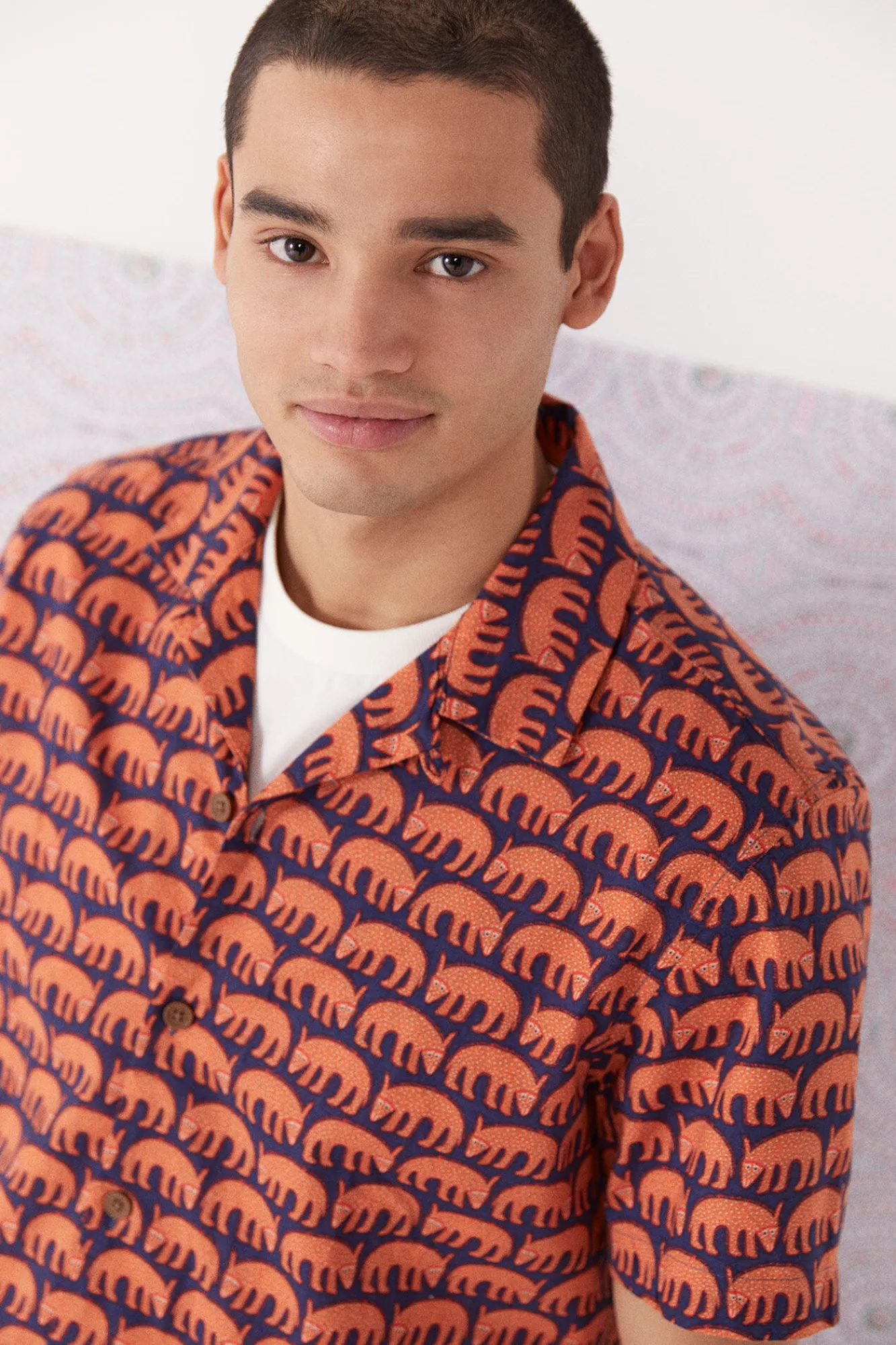 * Camisa Estampada Azul Medio New