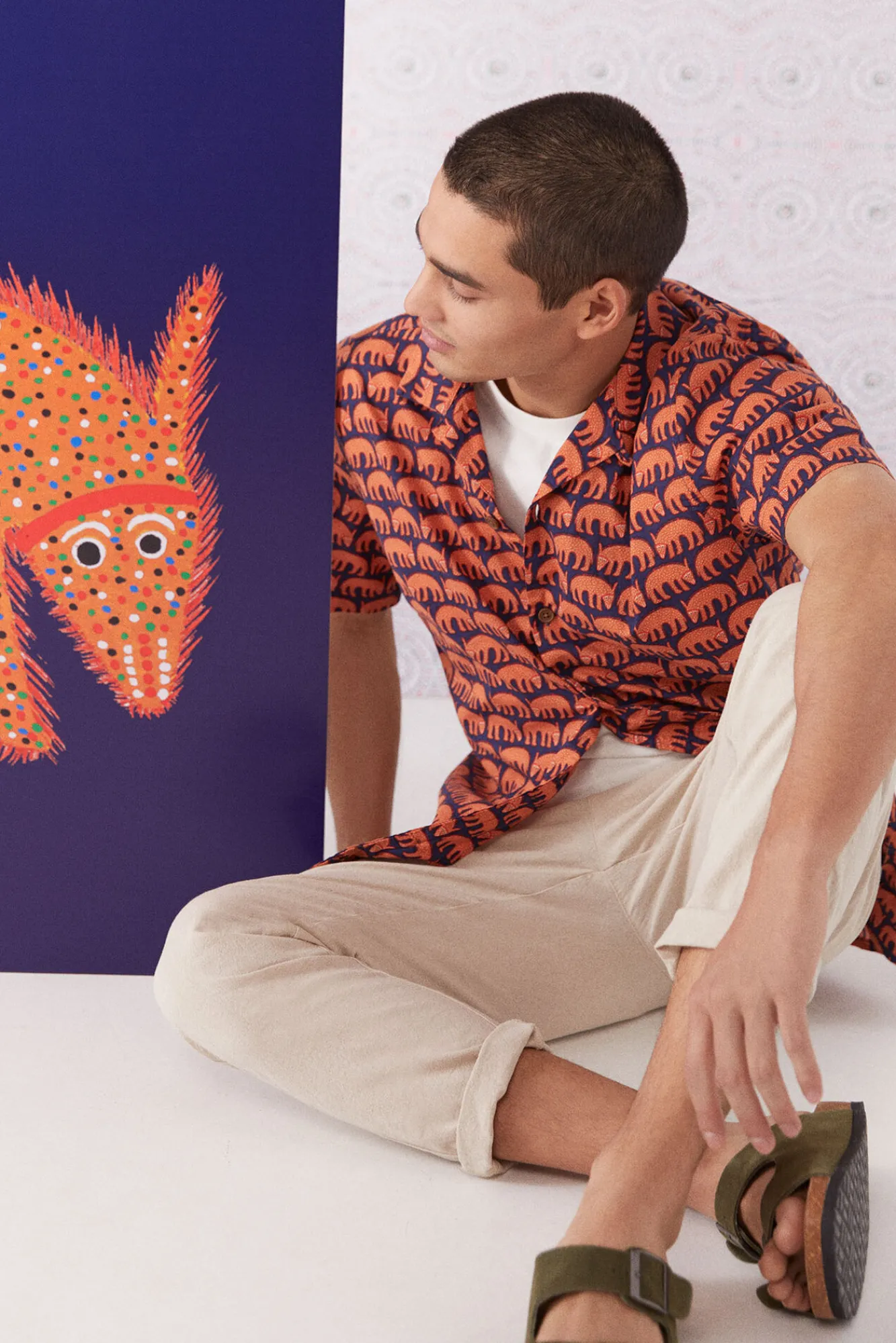 * Camisa Estampada Azul Medio New