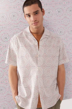 * Camisa Estampada Marfil Outlet