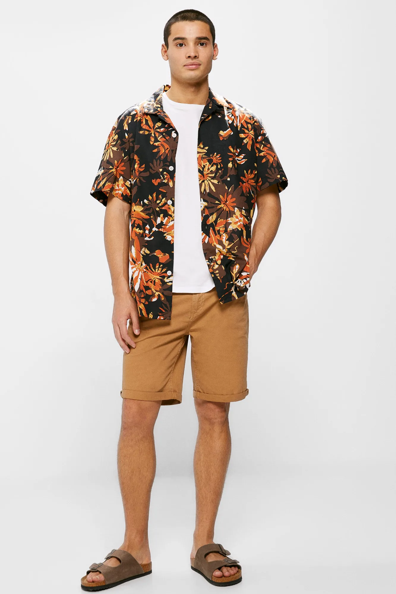 * Camisa Estampada Marron Oscuro Discount