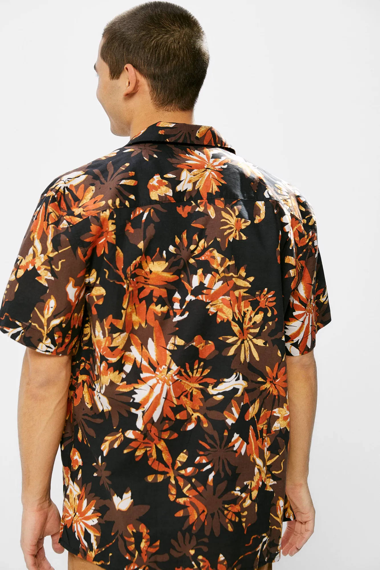 * Camisa Estampada Marron Oscuro Discount