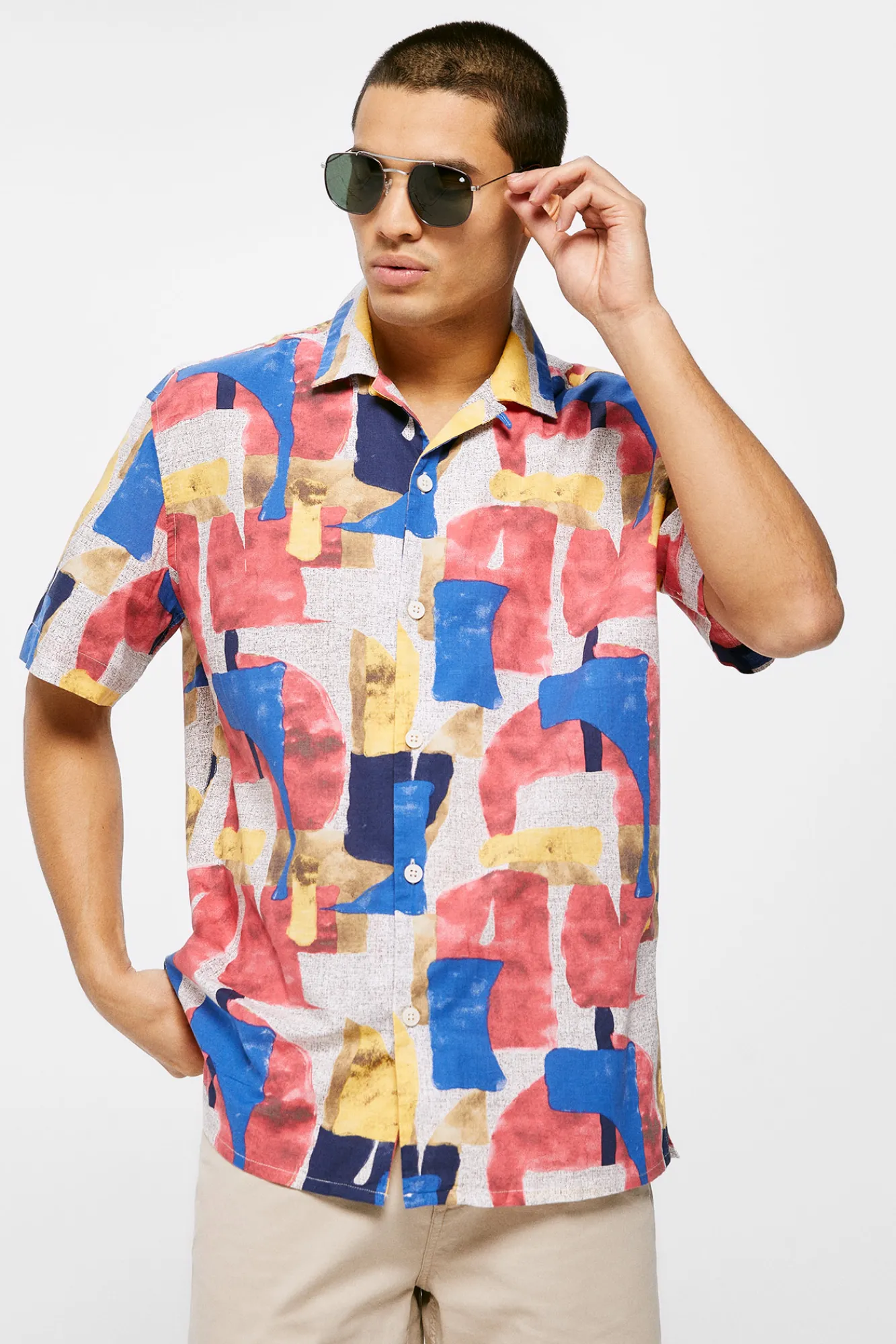 * Camisa Estampada Fucsia Online