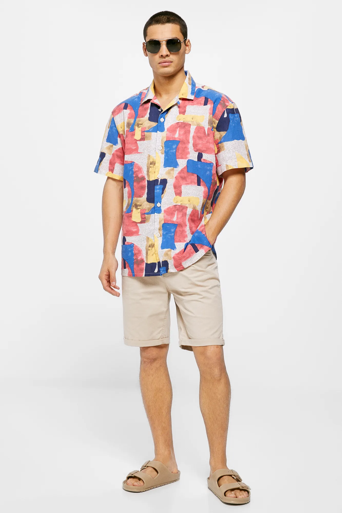 * Camisa Estampada Fucsia Online