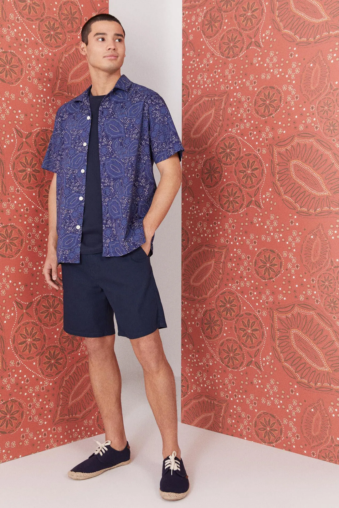* Camisa Estampada Azul Medio Online