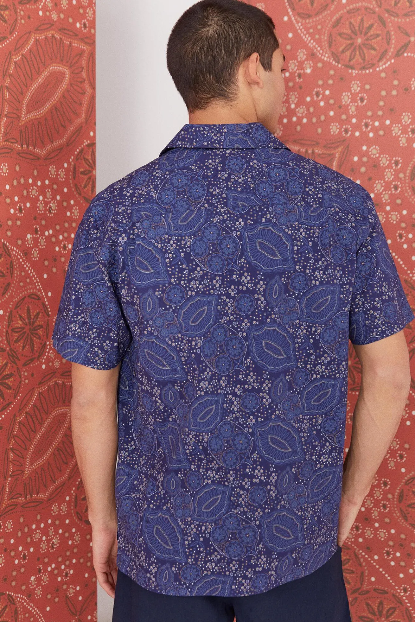 * Camisa Estampada Azul Medio Online