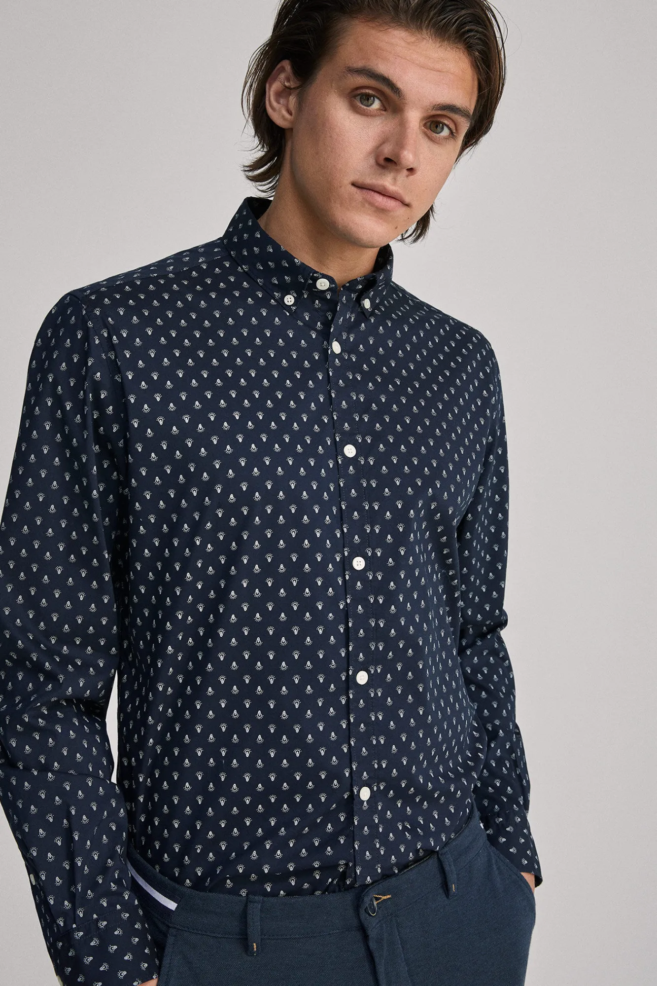* Camisa Estampada Azul Oscuro Best