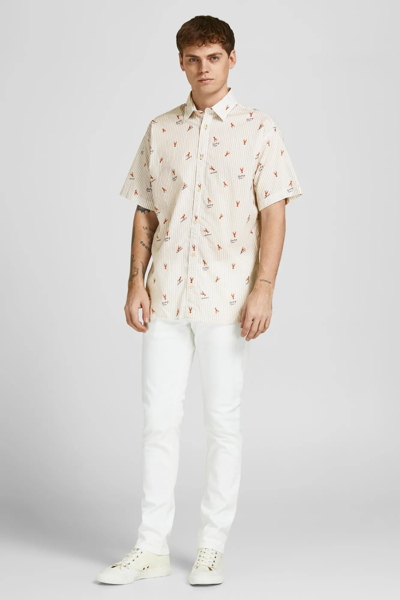 Jack & Jones Camisa Estampada Algodon Blanco Online