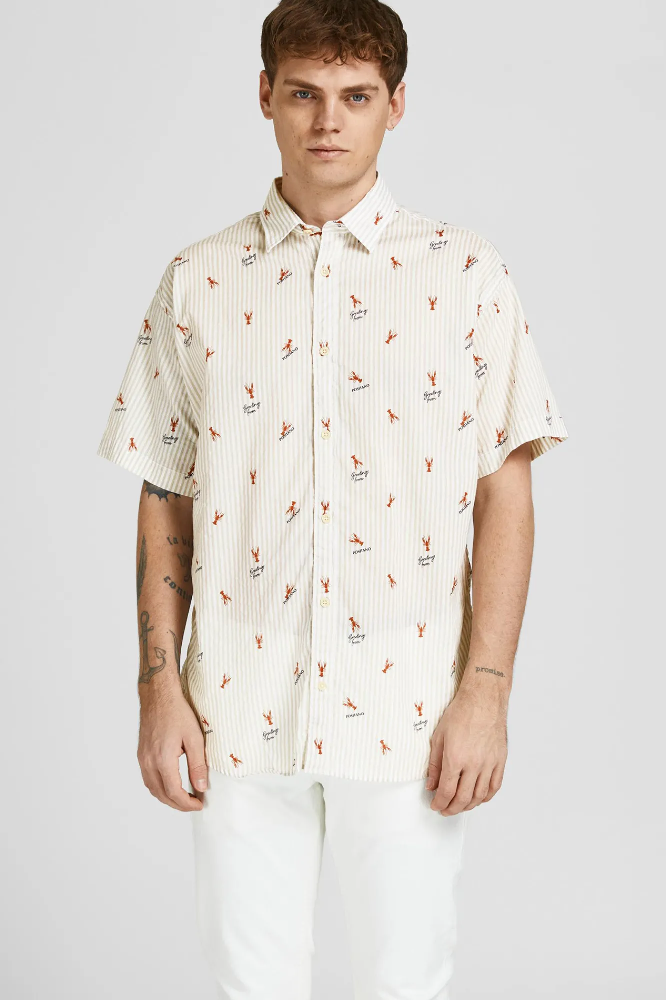 Jack & Jones Camisa Estampada Algodon Blanco Online