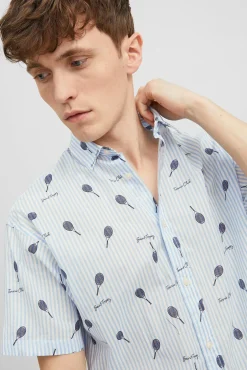 Jack & Jones Camisa Estampada Algodon Azul Claro Outlet