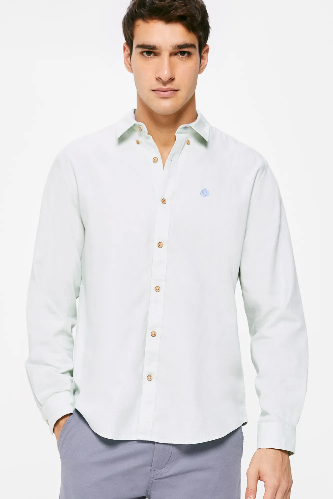 * Camisa Estructura Color Estampado Verde Outlet