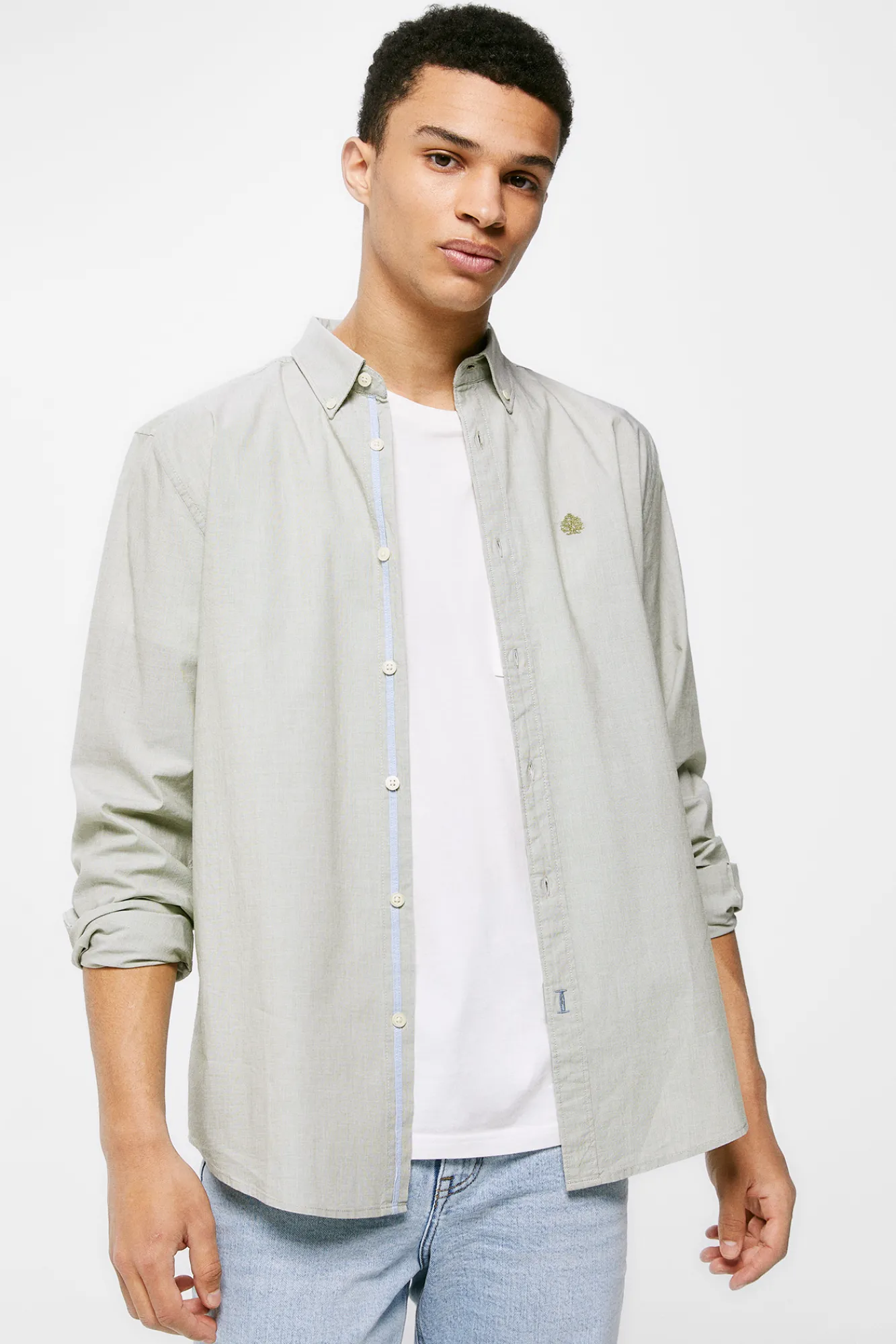 * Camisa Fil- A -Fil Estampado Verde Hot